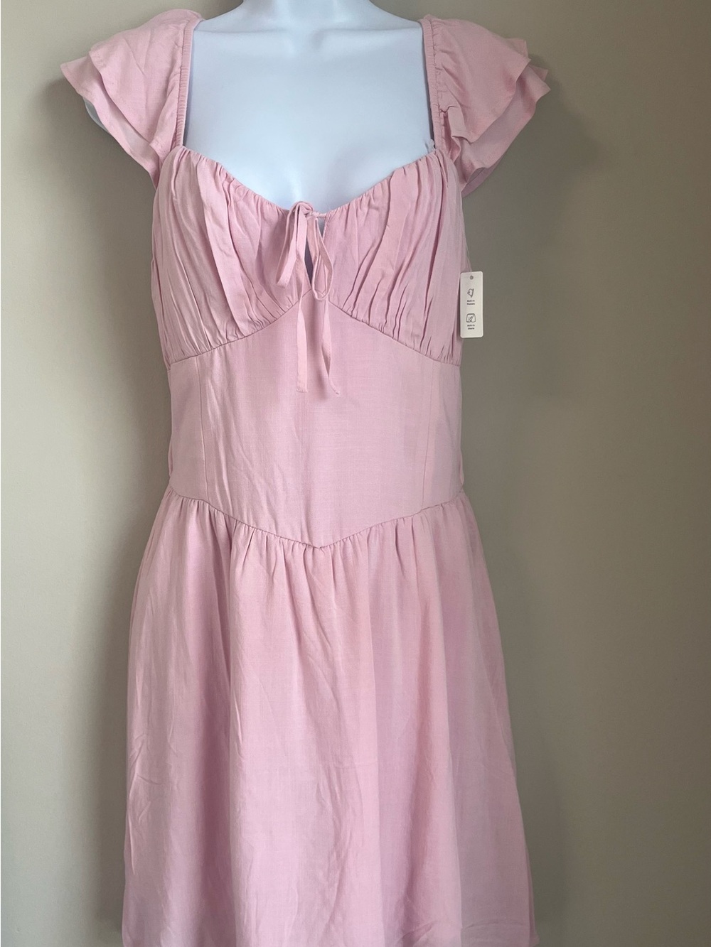 NWT Hollister Light Pink Flutter Sleeve Summer Dress